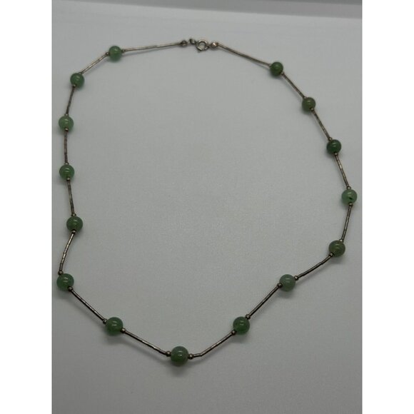 925 STERLING SILVER NEPHRITE NECKLACE - Picture 8 of 9